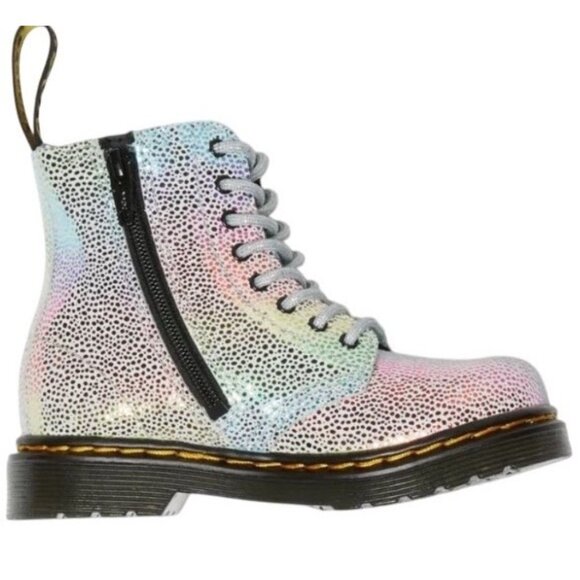 Dr. Martens Toddler 1460 Pascal Iridescent Lace-Up Boots Rainbow Kidray T 12 - Picture 13 of 16